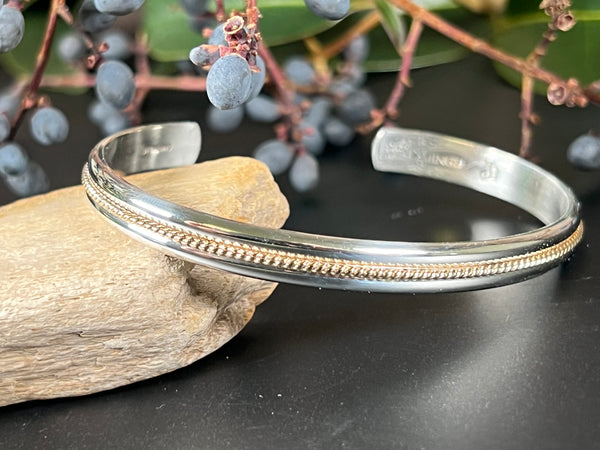 JB49 - Double Round w/ Gold Twist Cuff Bracelet