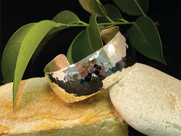 JB55A - 1" Wide Hammered Cuff Bracelet