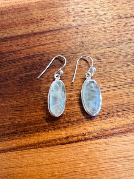 Oval Green-Toned Stone Earrings