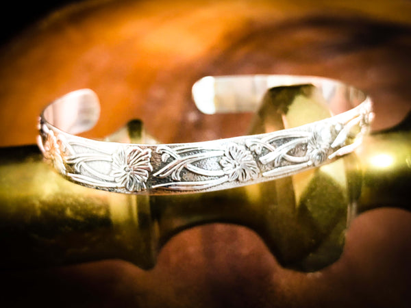 JB14 - Wide Floral Cuff Bracelet