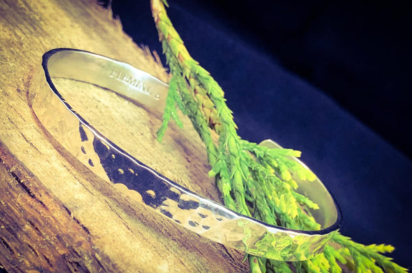JB46 - ¼" Thin Hammered Rectangle Cuff Bracelet