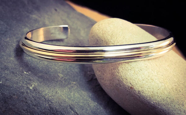 JB40 - Double Round w/ Gold Cuff Bracelet