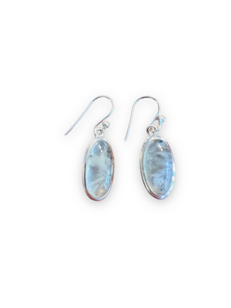 Oval Green-Toned Stone Earrings