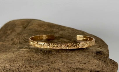 JB17 - Gold Floral & Swirl Cuff Bracelet