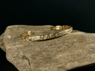 JB17 - Gold Floral & Swirl Cuff Bracelet
