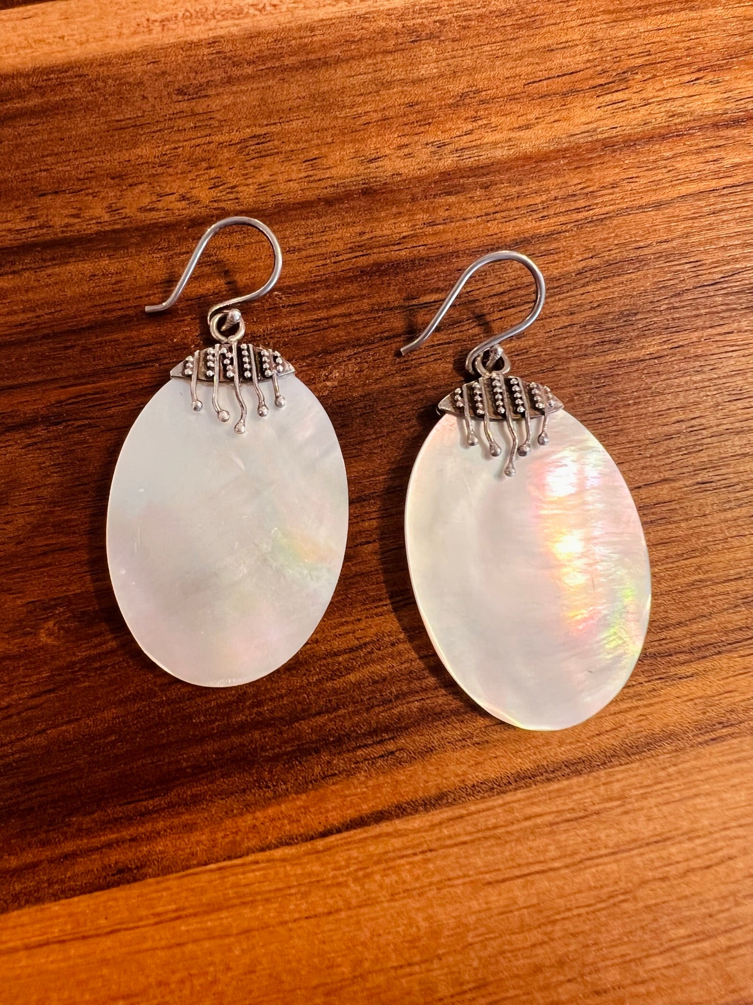 Large Oval Opal Earrings