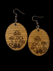 Oak Oval Mushroom Earrings