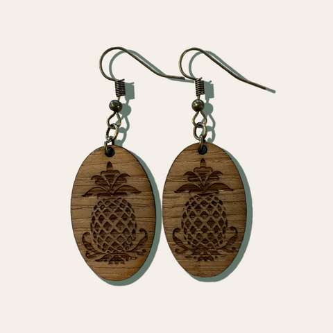 Walnut Oval Pineapple Earrings