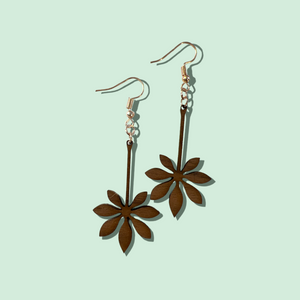 Walnut Floral Drop Earrings