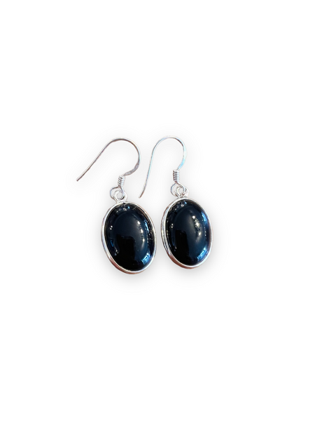 Black Oval Stone Earrings