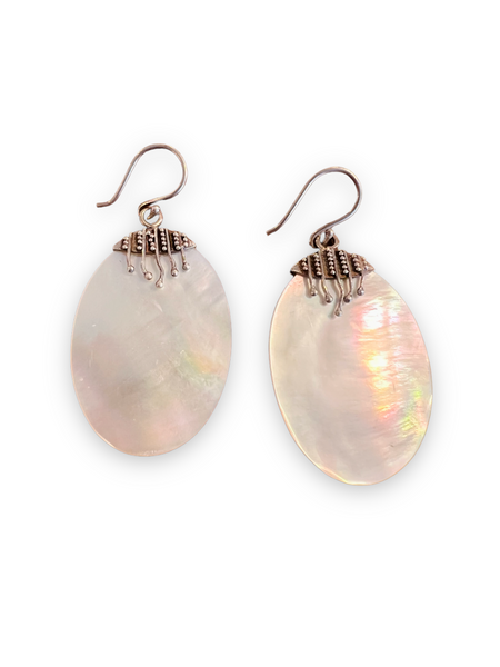 Large Oval Opal Earrings