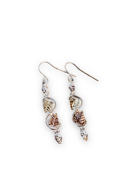 Tri-Color Intertwined Leaf Earrings
